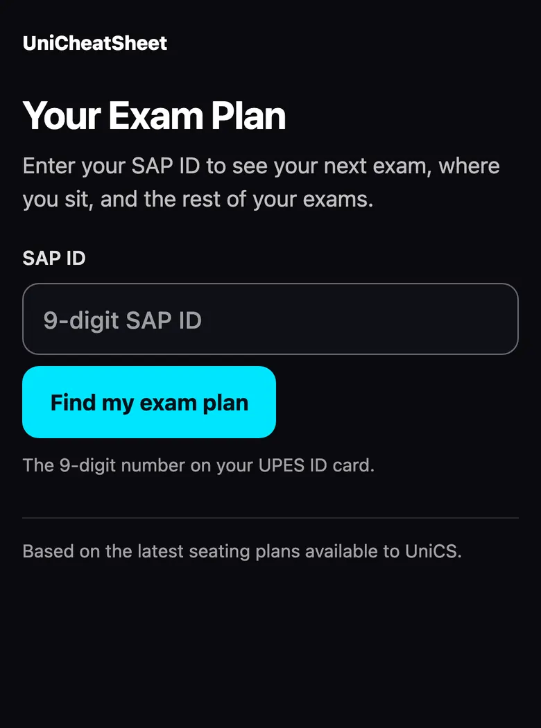 The Exam Companion on a phone: “Your Exam Plan”, a single SAP ID field and a “Find my exam plan” button.