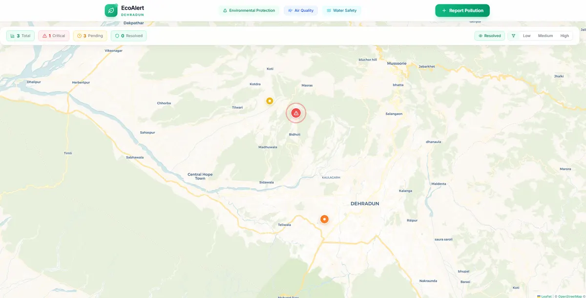 EcoAlert pollution map